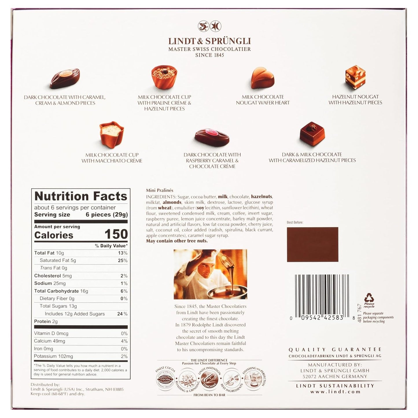 Mini Pralines, Assorted Chocolate Pralines with Premium Filling, Easter Chocolate Candy, 6.2 Oz Gift Box