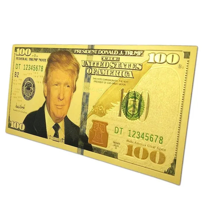 Refrigerator MAGA Magnet 24K $100 Donald Trump Gold Plated Bank Note - WORLD TIME VISITS