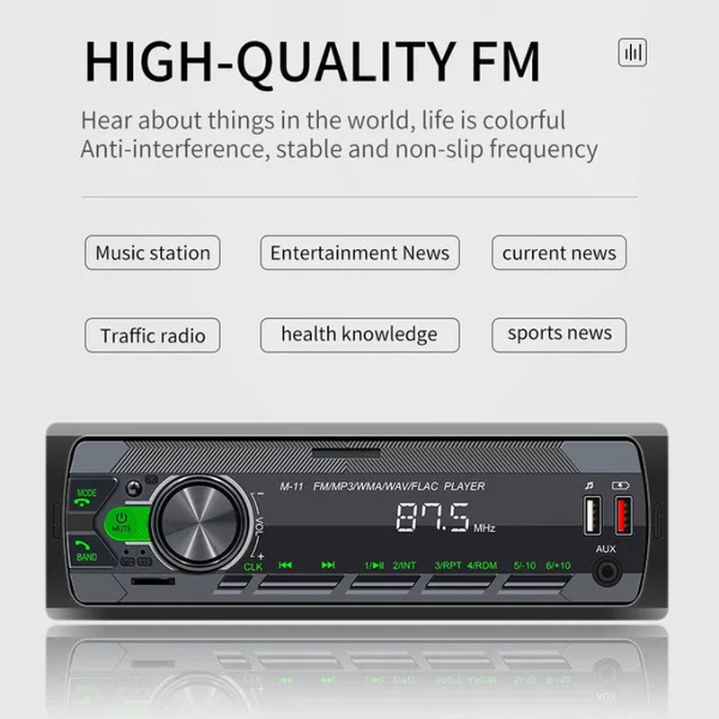 UNITOPSCI 12V 1DIN In-Dash Car Radio Stereo Autoradio Bluetooth Digital Audio Music Car Radio MP3 Player with Remote Control Bluetooth/Fm/Usb/Sd/Aux-In Colorful Lights