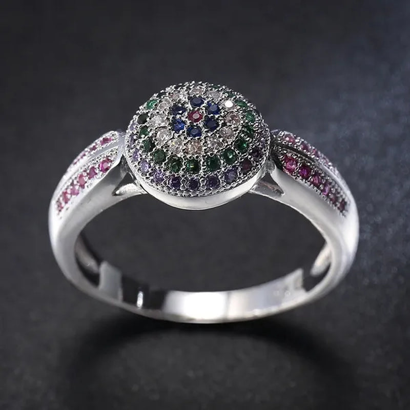 Fashion Woman Jewelry 925 Sterling Silver Gemstone Emerald Ruby Sapphire Purple Wedding Ring Size 6 7 8 9 10