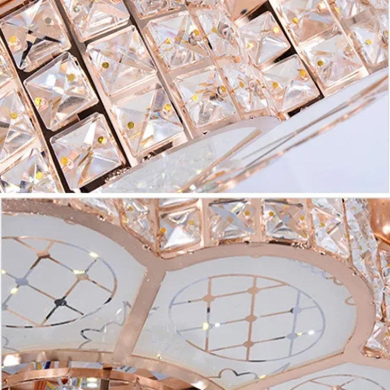 42inch LED 4 Acrylic Crystal Chandelier Ceiling Light Automatic Retractable Crystal Fan Blade Ceiling Lamp