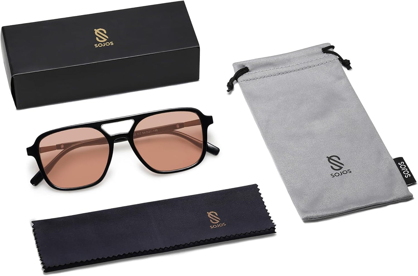 Retro Aviator Sunglasses for Women Men,Trendy Rectangle Womens Mens Shades Sun Glasses SJ2202