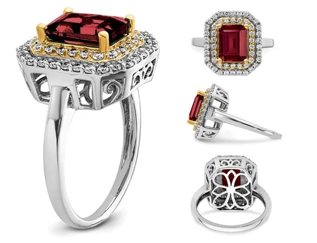 2.30 Carat (ctw) Lab-Created Ruby Engagement Ring in 14K White Gold with Lab Grown Diamonds