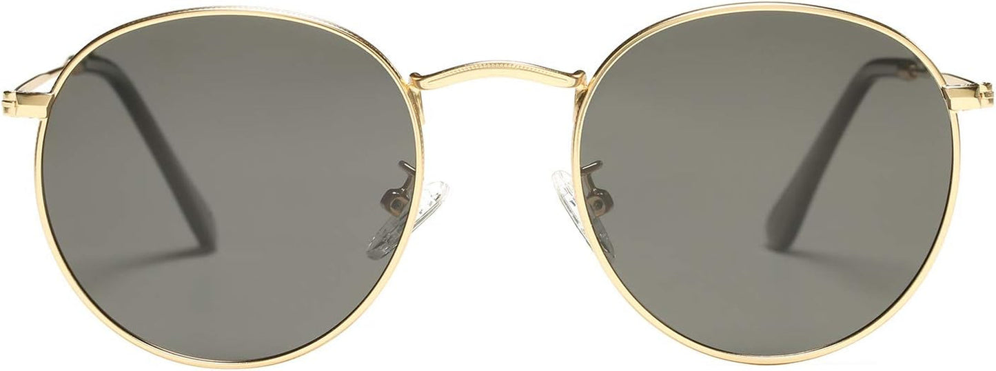 Small round Metal Polarized Sunglasses for Women Retro Designer Style