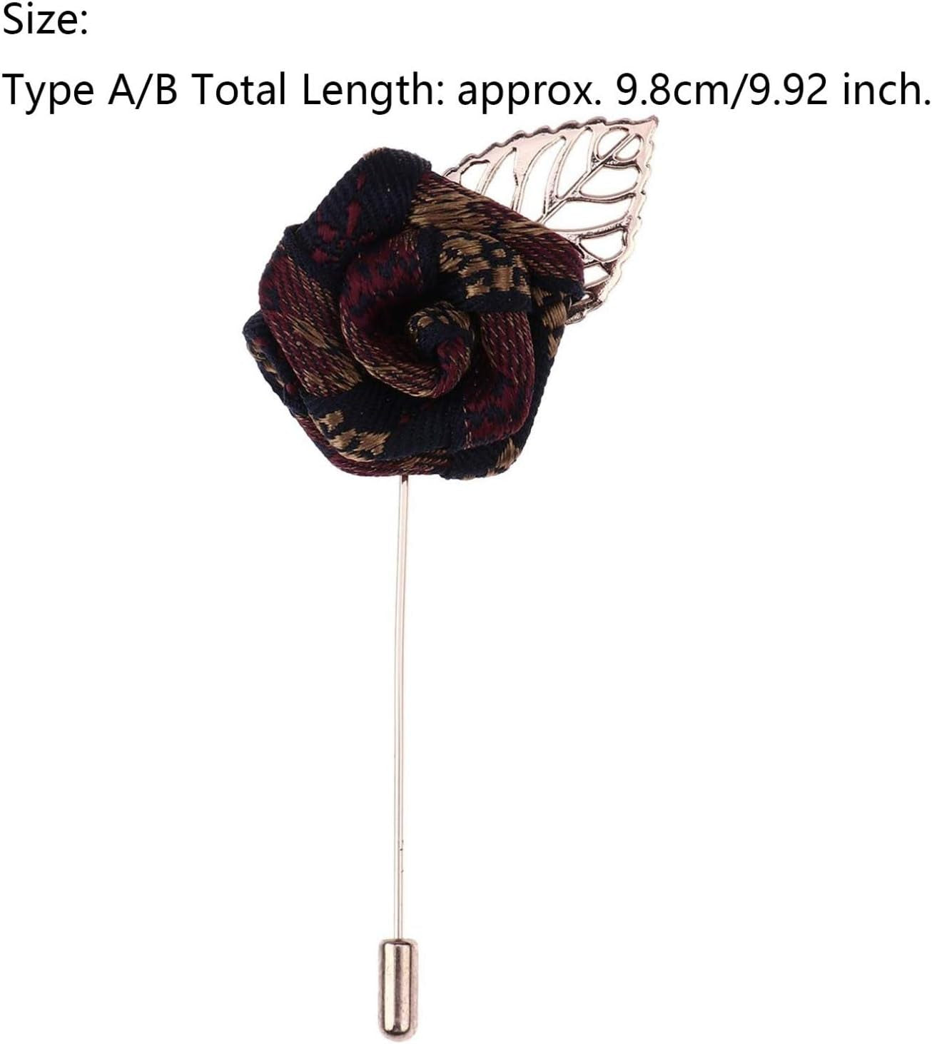 Unisex Vintage Rose Flower Brooch Pin Floral Lapel Boutonniere Pins Suit Lapel Shirt Collar with Hanging Chain