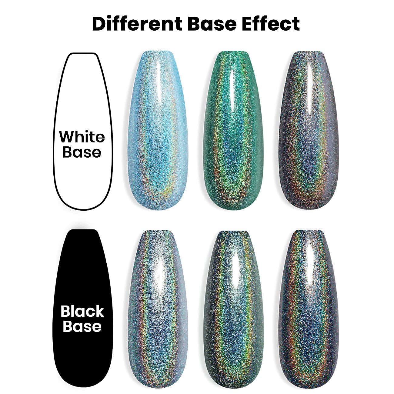 Holographic Gel Nail Polish Set 3PCS Green Blue Black Nail Polish Kit Non-Toxic Long Lasting Nail Gel Mermaid Glitter Gel Polish for Nail Art DIY Nail Set at Home