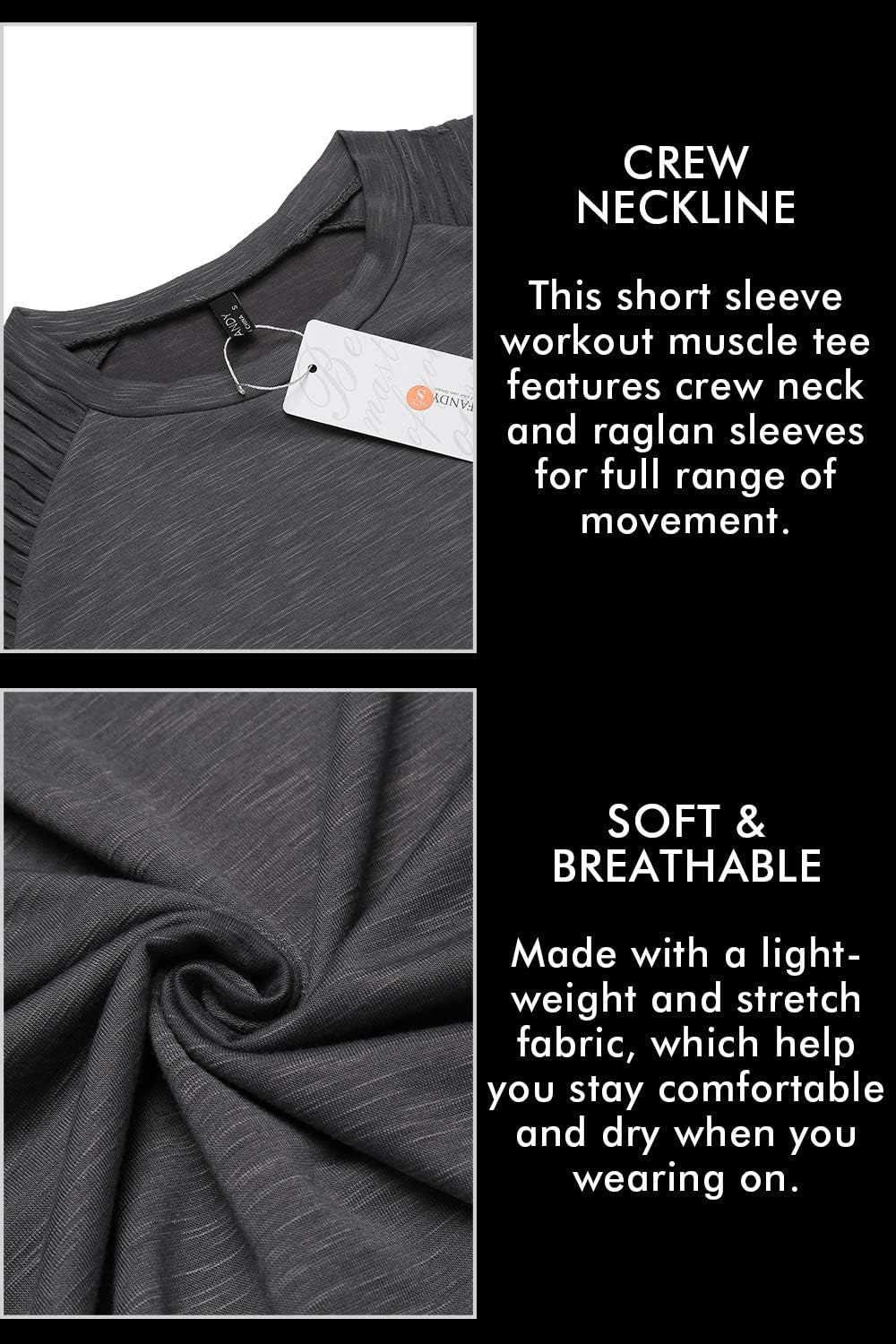 Men'S Muscle T-Shirt Pleated Raglan Sleeve Bodybuilding Gym Tee Short Sleeve Fashion Workout Shirts Hipster Shirt