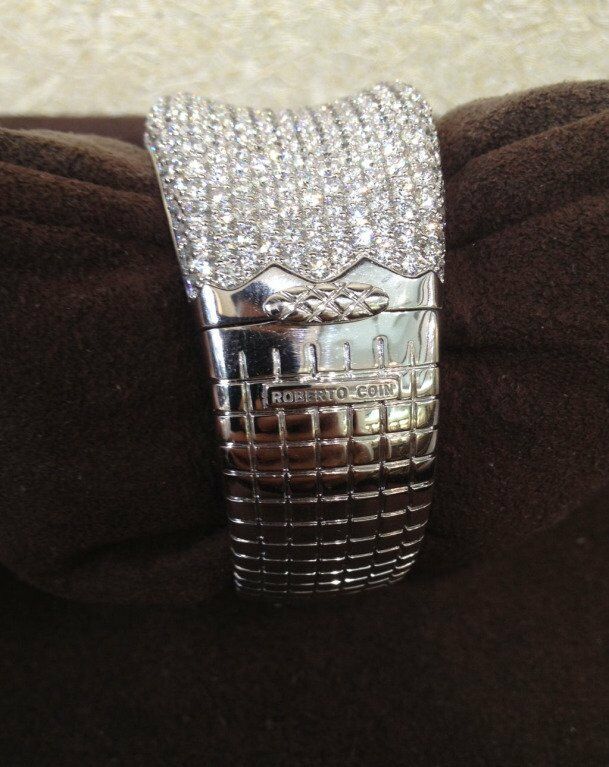 ROBERTO COIN STAMPED ORIGINAL BANGLE DIAMOND ROUND ADJUSTABLE SIZE NO BOX NO PAPER