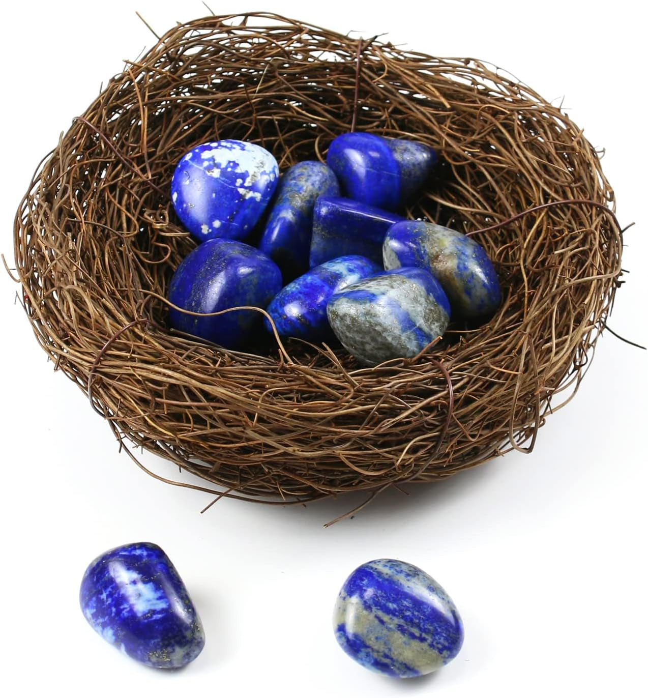 10 Packs of Brazilian Tumbled Polished Natural Lapis Lazuli Crystals, Crystals and Healing Stones Quartz Bulk for Wicca, Reiki, Healing Energy, Chakra Stones, Witchcraft Supplies(0.5Lb)
