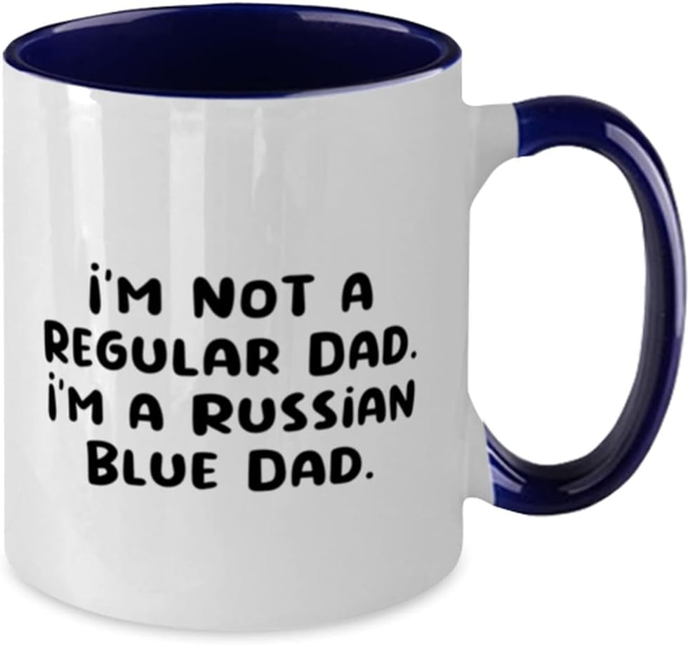 Fun Russian Blue Cat Two Tone 11Oz Mug, I'M Not a Regular, Gifts for Cat Lovers, Present from Friends, Cup for Russian Blue Cat, Birthday, Coffee Mug, Tea Mug, Birthday Mug