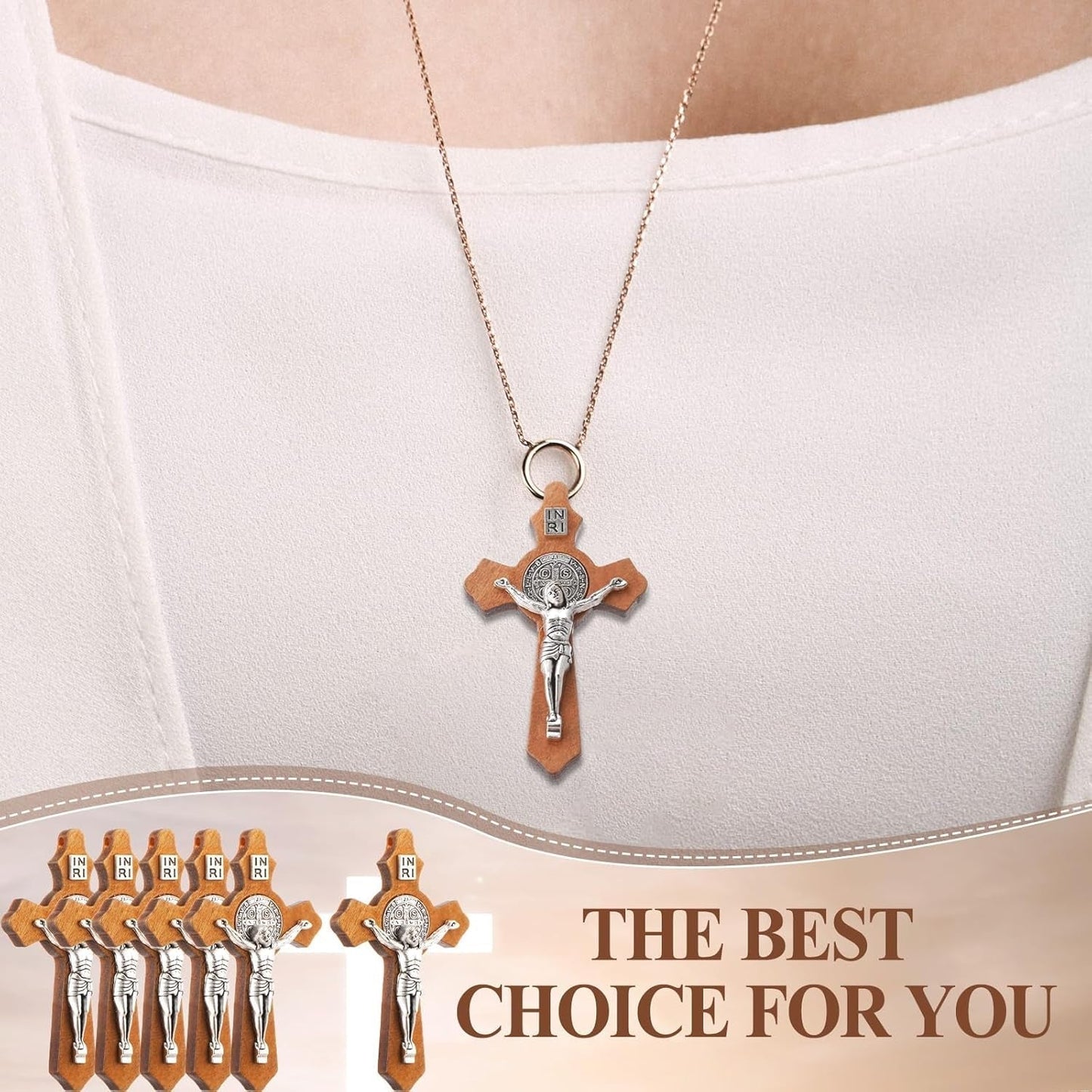 Handmade Wooden Christian Jesus Cross Pendants Catholic Crosses Religious Crucifix Charms Pendants for DIY Rosary Necklace Jewelry Charms Making Craft for Church Easter Christian Gift