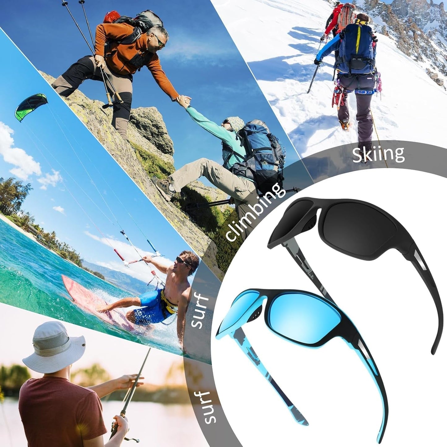 4 Pairs Men Polarized Sunglasses with UV Protection Driving Glasses Sports for Sport Outdoor Activities