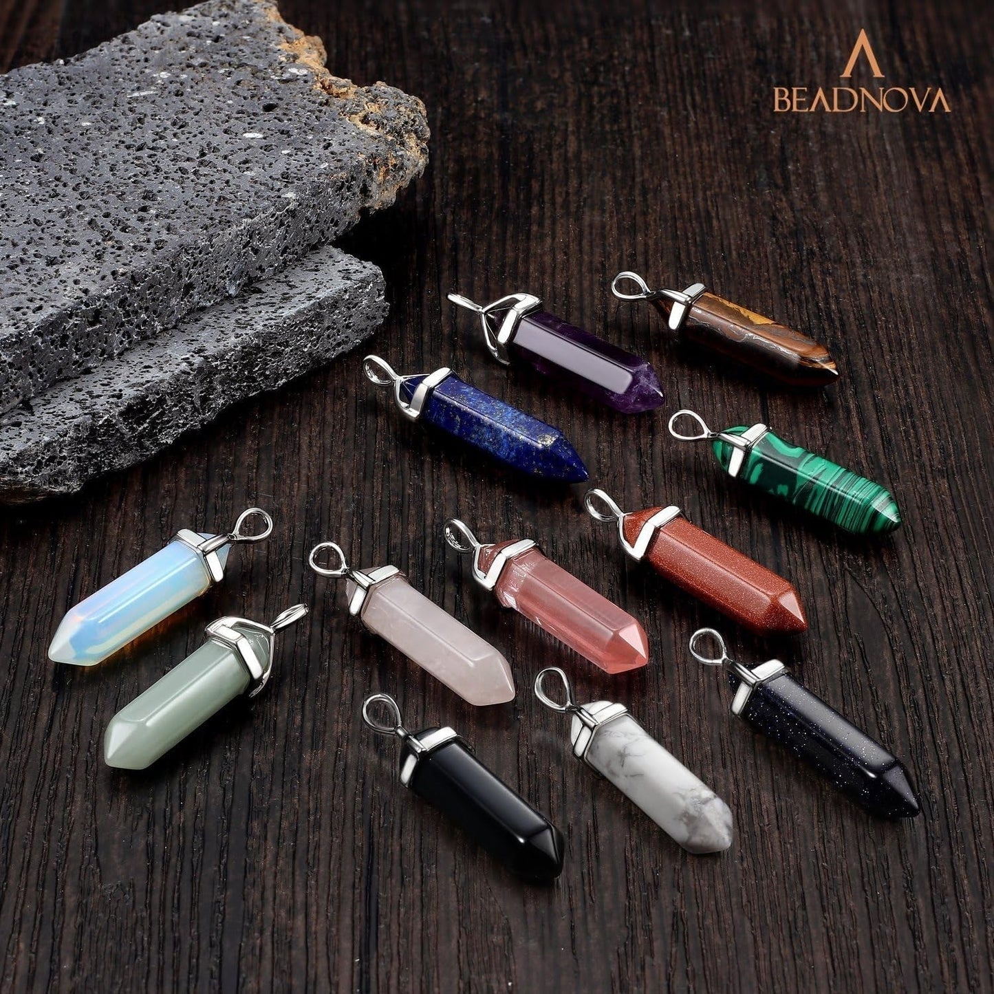Crystal Necklaces for Women Crystal Pendant Gemstone Necklace for Spiritual Energy Healing Hexagonal Pendant Divination for Men (18 Inches Stainless Chain)
