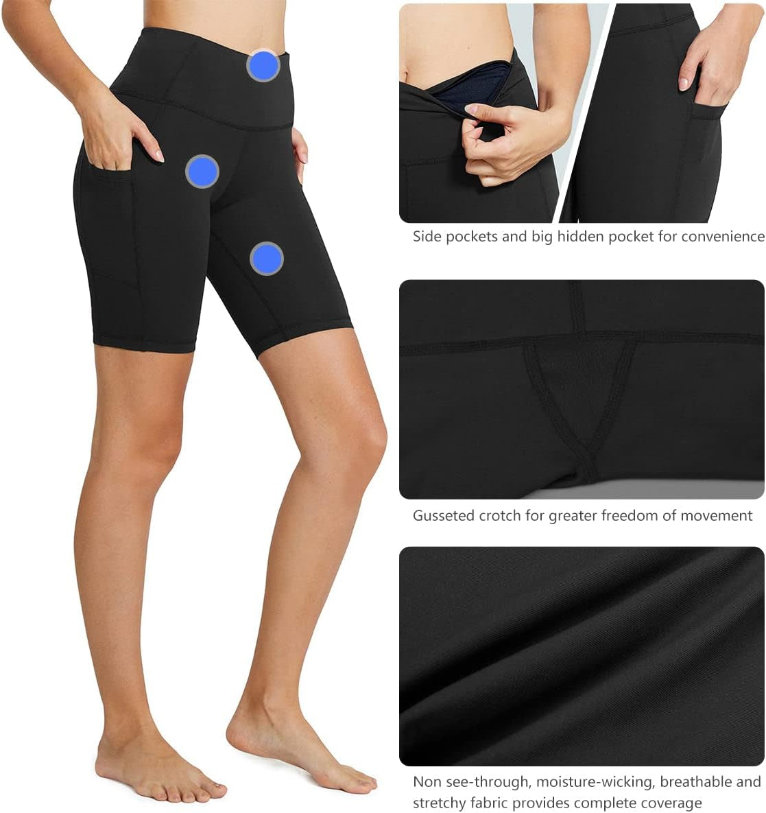 Women'S 8"/ 5"/ 3" Biker Shorts High Waist Yoga Workout Gym Running Volleyball Spandex Shorts with Pockets