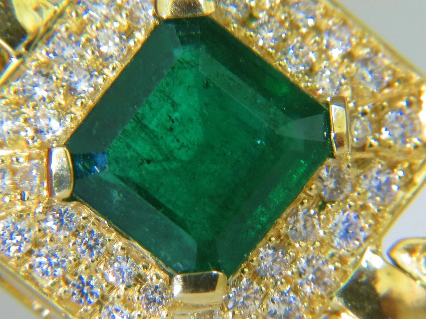 6.25CT NATURAL EMERALD DIAMOND BRACELET 18KT GREEK LINKED DECO