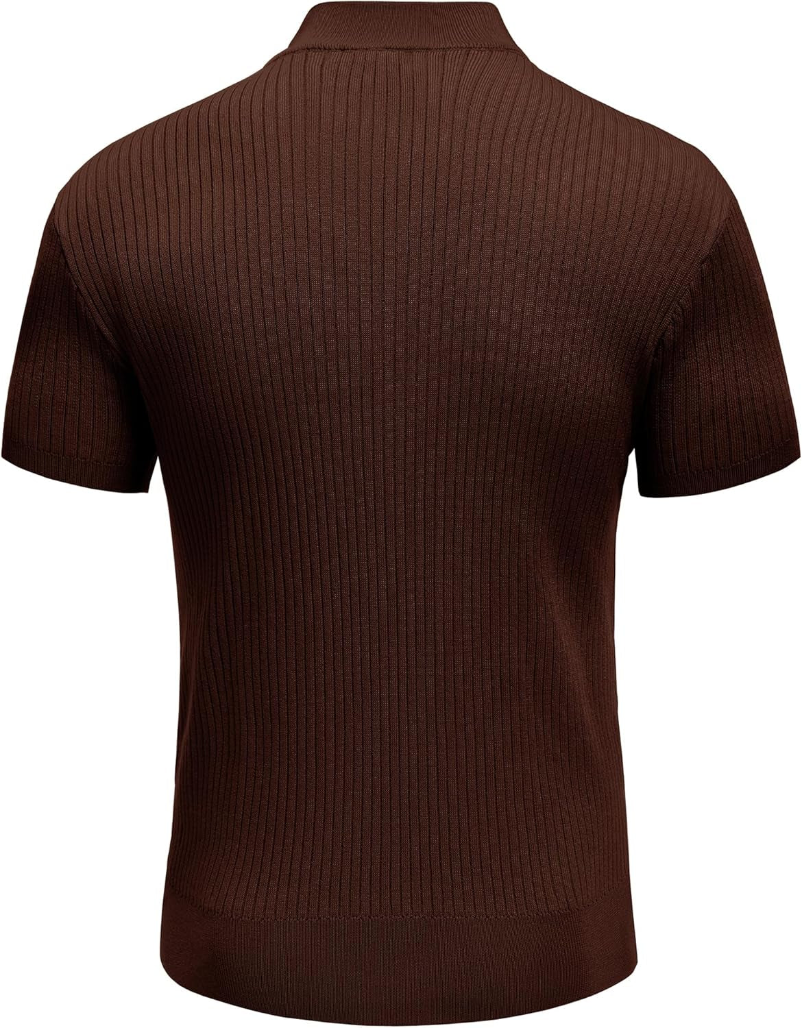 Men'S Mock Turtleneck Sweater Short Sleeve Casual Basic Tops Ribbed Knit Pullover Solid Tee