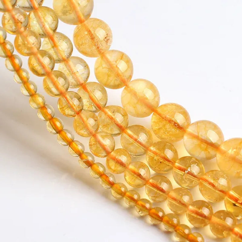 1pcs Natural Citrines Yellow Crystal Quzrtz Round Beads for Jewelry Making 15'' Strand DIY Bracelet 4mm 6mm 8mm 10mm