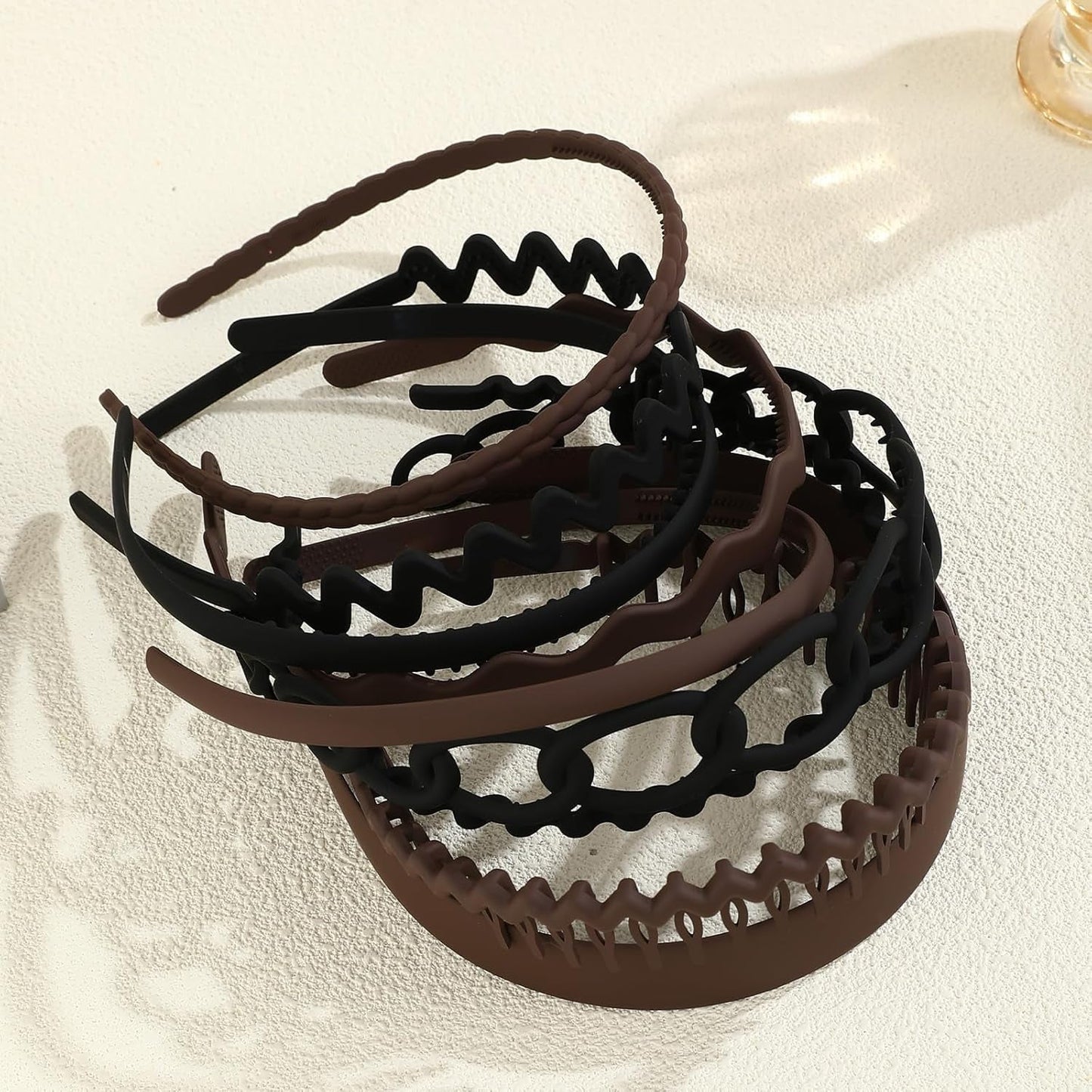 9 Pcs Plastic Headbands with Teeth,Headbands for Women Men Non Slip,Comb Hair Bands Accessory for Teen Girls,Coffee and Black