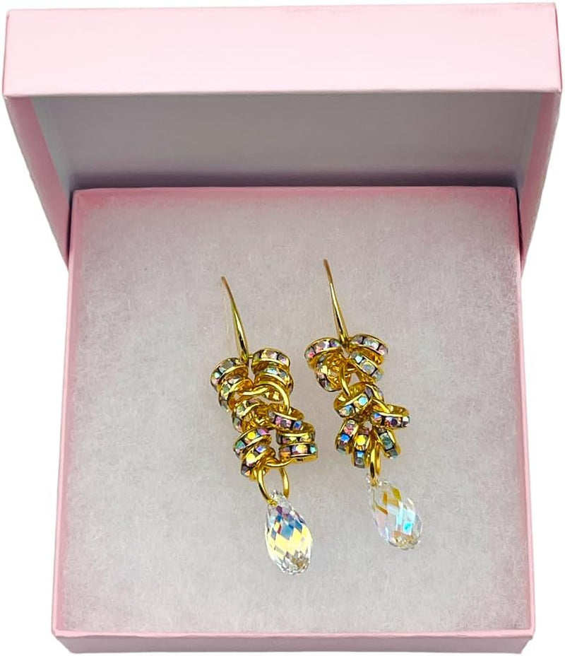 Authentic Austrian Crystal Briolette Pendant Cluster Statement Earrings