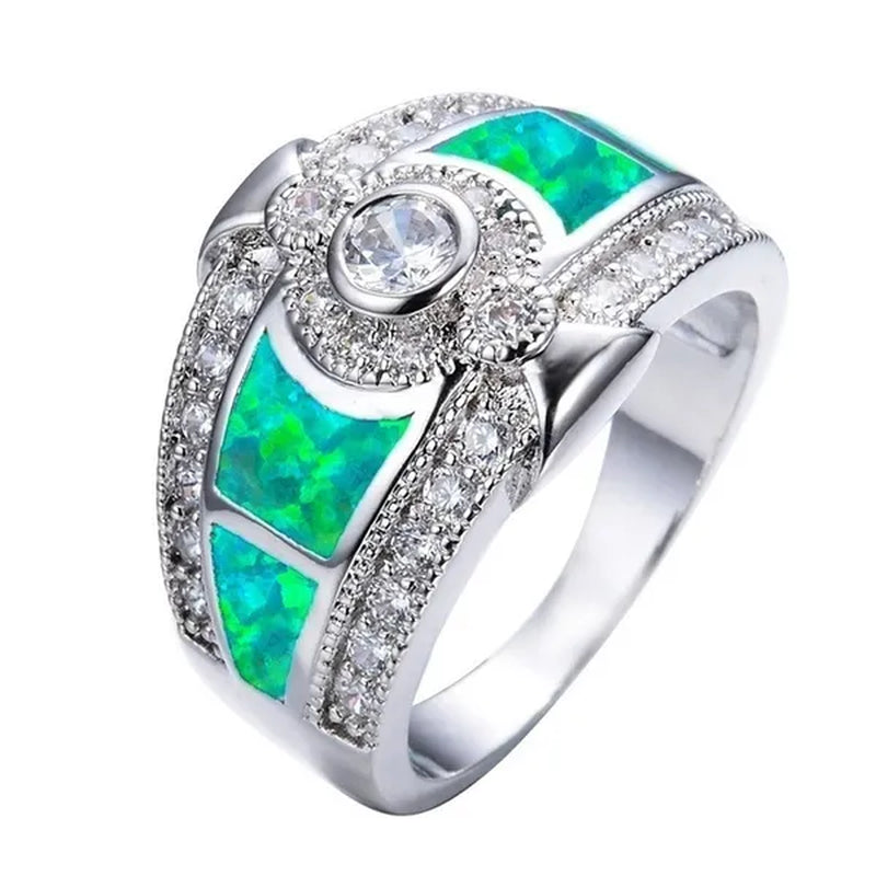 Exquisite 925 Sterling Silver Blue Fire Opal Diamond Ring Men's Women's Marriage Engagement Commitment Ring Size 5 6 7 8 9 10 11 12