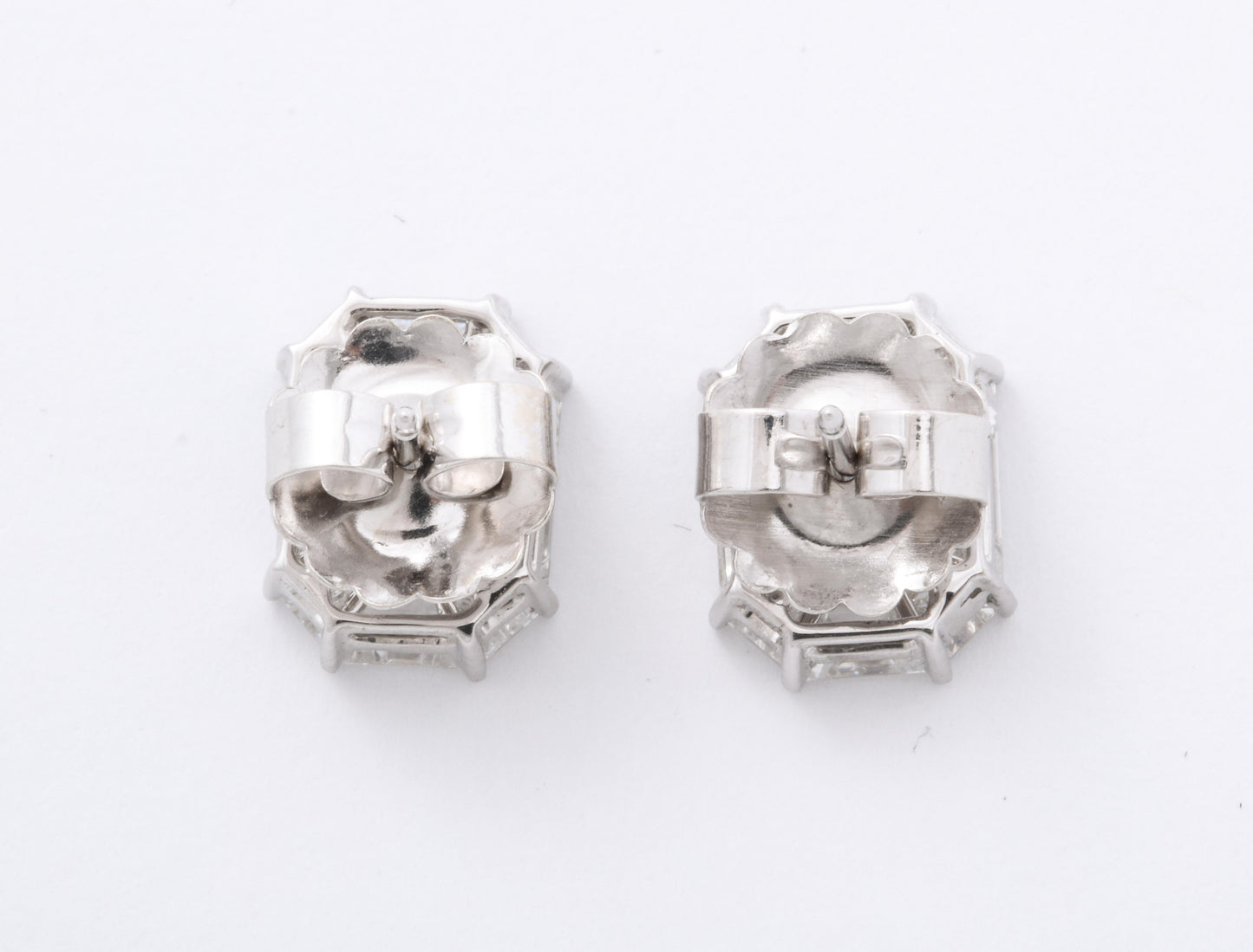 4.65ct Emerald Cut Diamond Illusion Set Stud Earrings 18k Gold