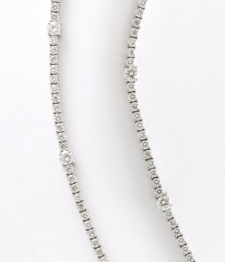 Exquisite 8.15ct Round Brilliant Diamond Tennis Necklace 18k White Gold