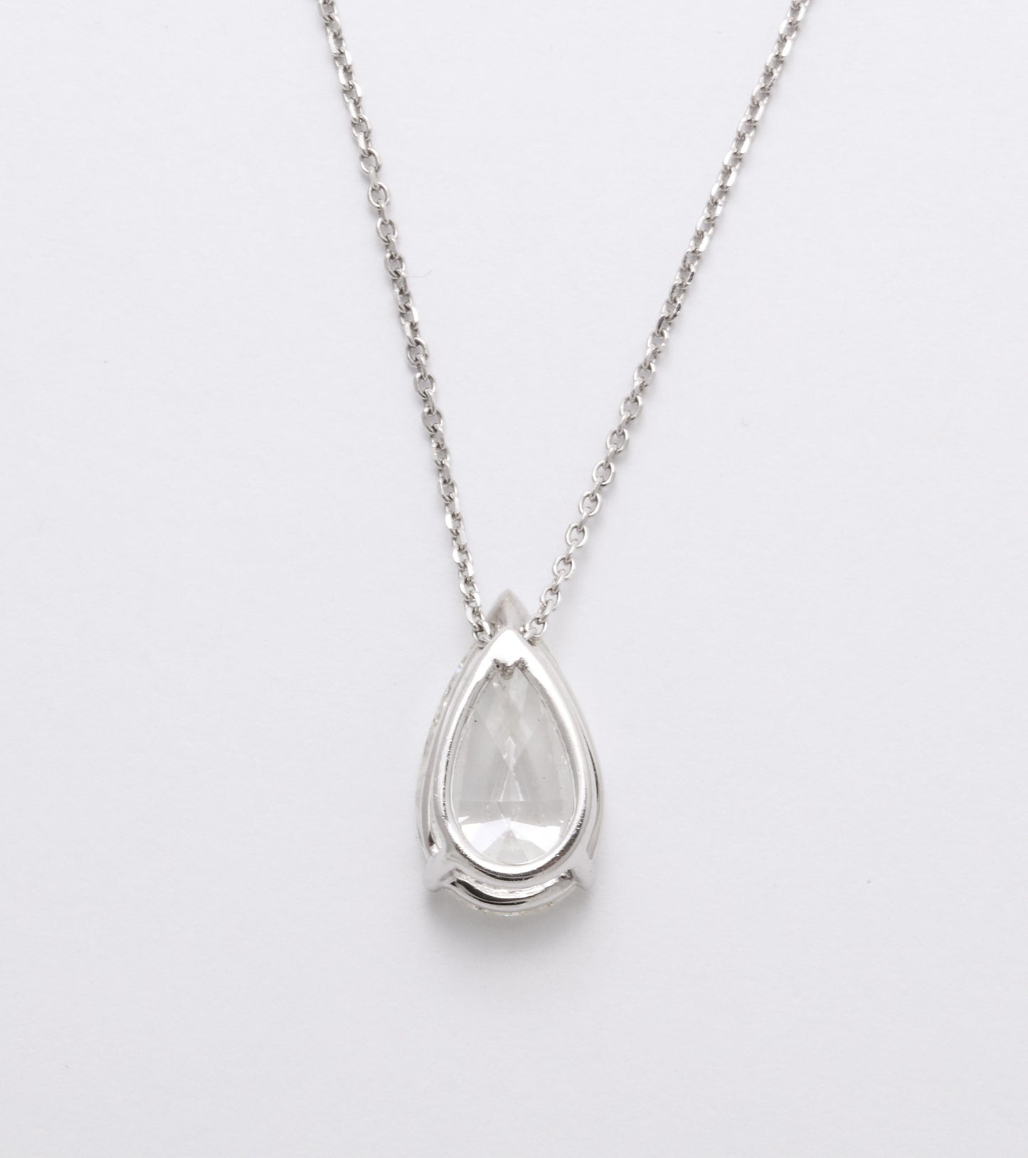 3.06 Carat GIA Pear Shape Diamond Solitaire Pendant Necklace