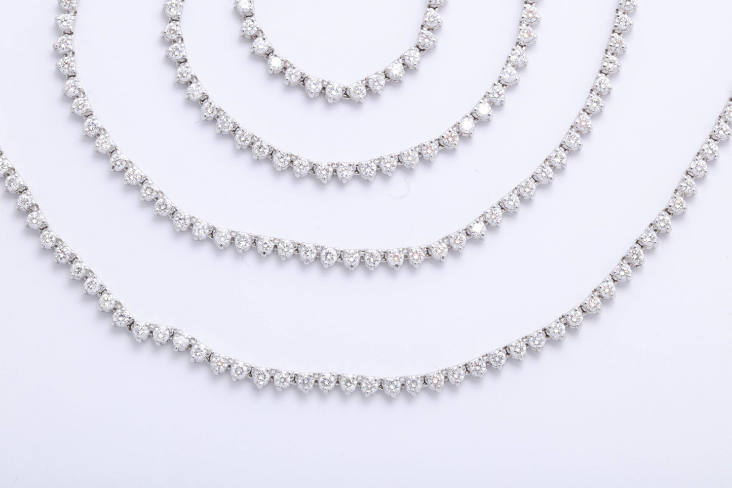 Stunning 12.42 Carat Round Brilliant Diamond Tennis Opera Necklace Gold