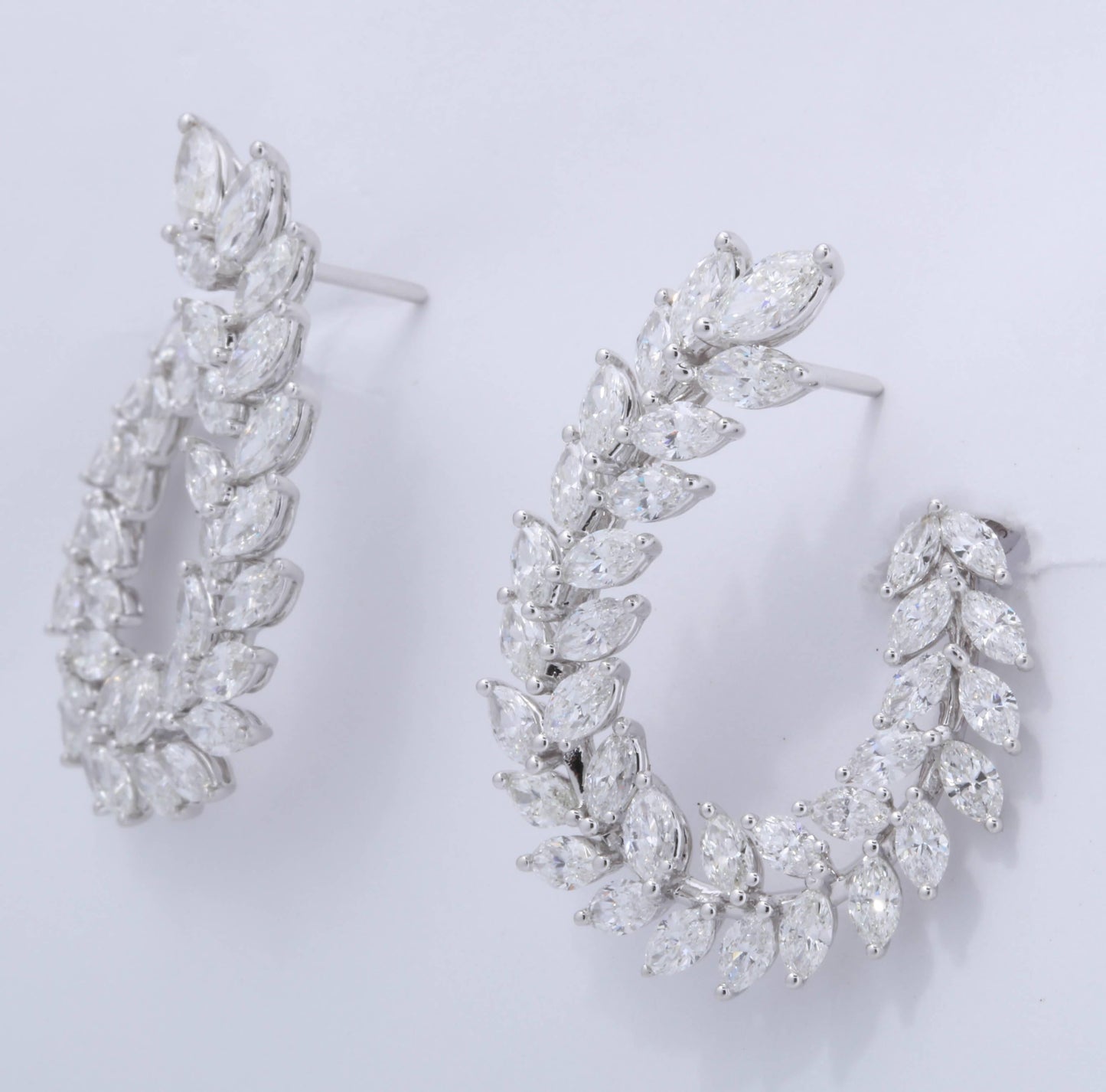 Diamond Scene 18k White Gold 6.97ct Marquise Diamond Swirl Earrings