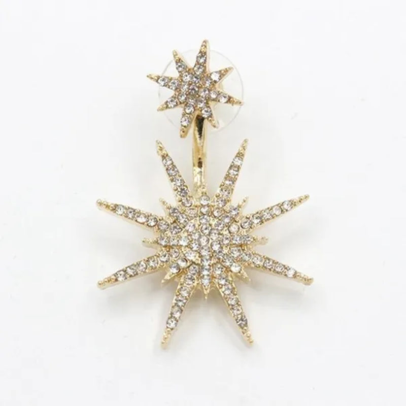 Sparkling Hexagram Snowflake White Sapphire Fission Stud Earrings Charms Bride Jewelry Christmas Gifts