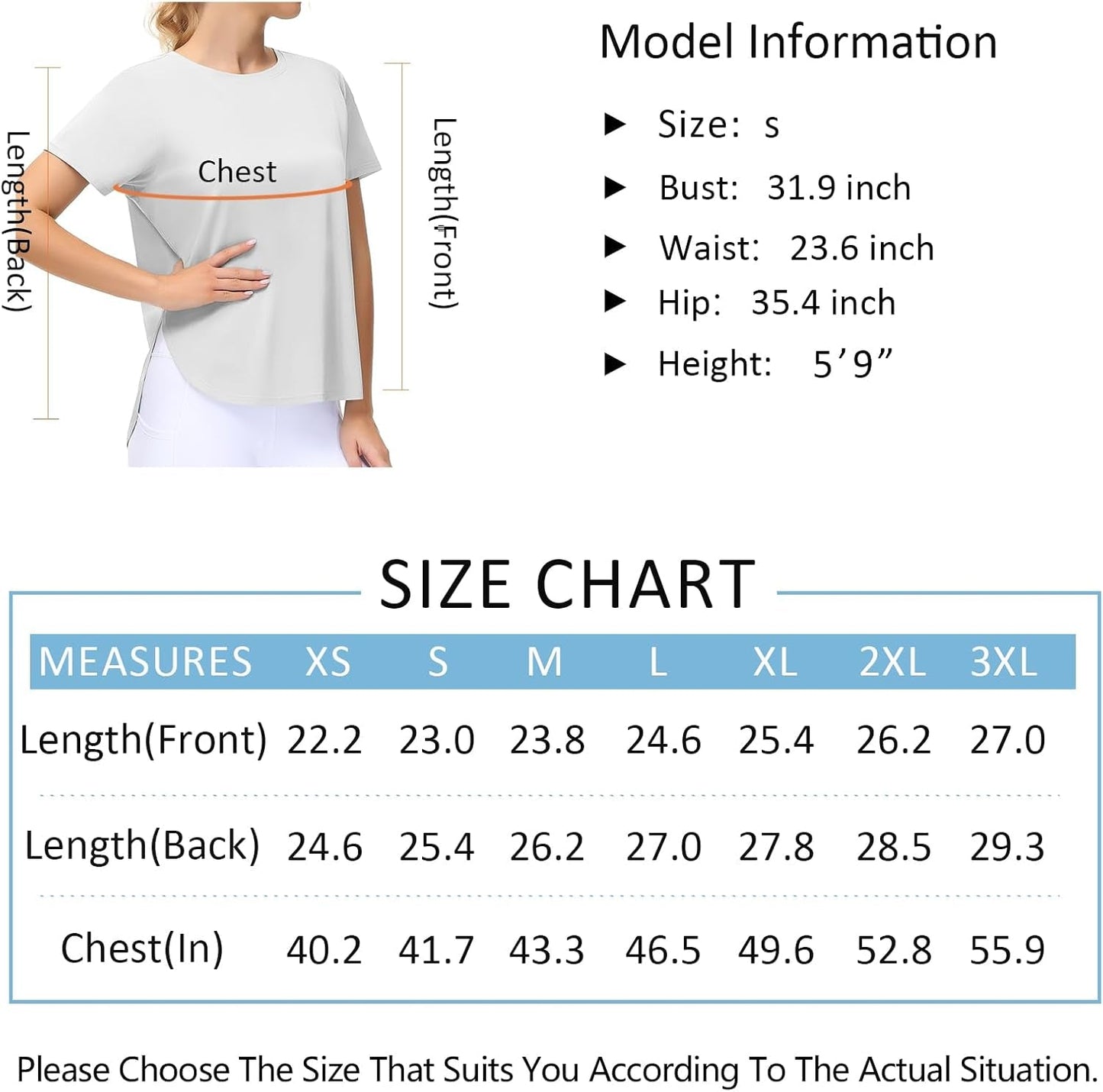 Women'S Workout T-Shirts Loose Fit Short Sleeve Cotton Running Basic Tee Tops with Split Hem
