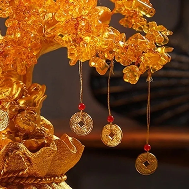 Resin Citrine Feng Shui Money Tree Lucky Tree Home Decoration Ornaments Festival Holiday Gifts Bring Wealth