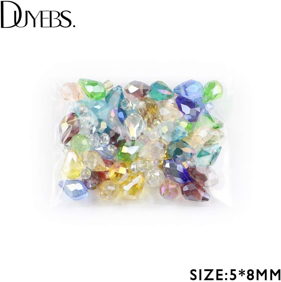 58Mm Austrian Crystal Teardrop Glass Beads 50Pcs Briolette Waterdrop Pendant Loose Beads for Jewelry Making Bracelet DIY - (Color: Gold Champagne)