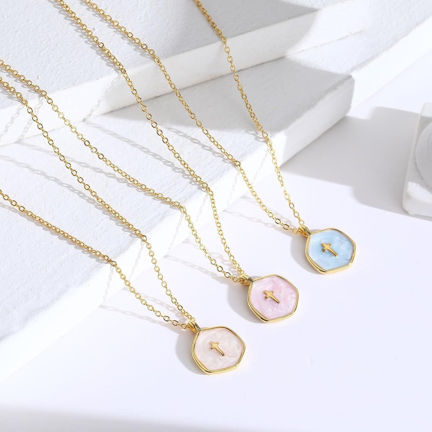 Small Cross Necklace for Women, Dainty 14K Gold Plated Cross Pendant Necklace, Everyday Simple Cross Charm Choker Minimalist Religious Jewelry Cute Trendy Gifts