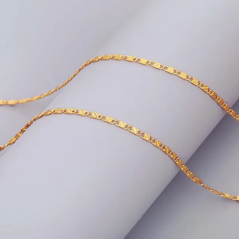 New Fashion Luxury Exquisite Men and Women Fashion Solid Chain Necklace 2mm Wide and Thin Necklace Bridal Wedding Engagement High Jewelry Size: 16-30 Inches