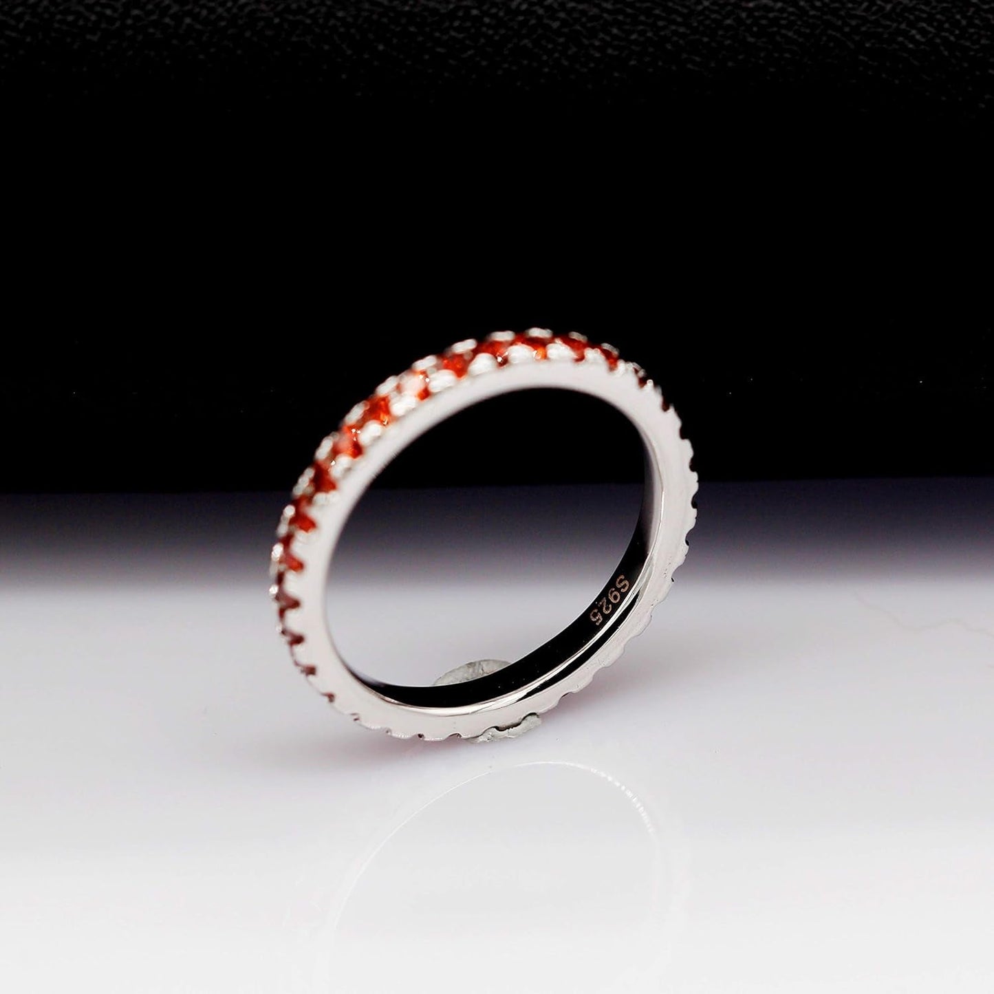 2Mm Micro Pave Cubic Zirconia Eternity Band Stack Ring Silver Color Wedding Jewelry for Women Y115