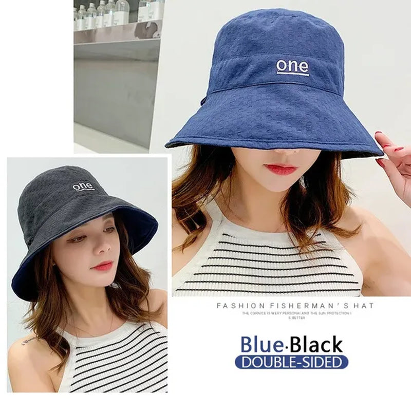 Fashion Letter embroidery Double Side Hats Vintage cotton Fisherman Hat Women Couple Sunhat Cap Hip Hop Punk Hat Outdoor Cap for Men Women Bucket Hat