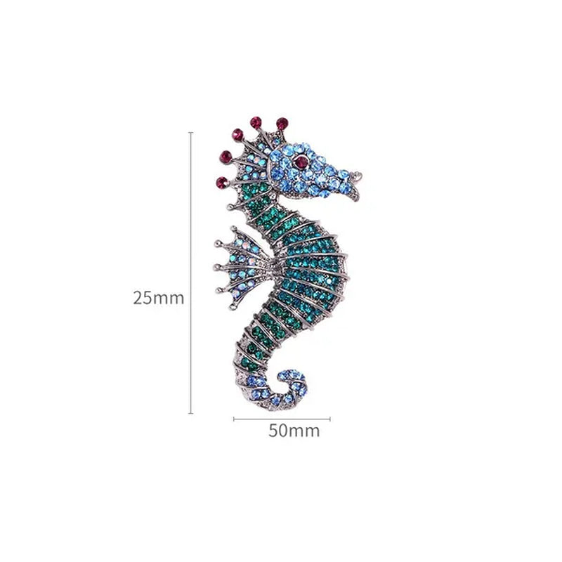 Colors Rhinestone Seahorse Brooch Creative Cute Animal Woman Child Party Clothing Brooches Accessories