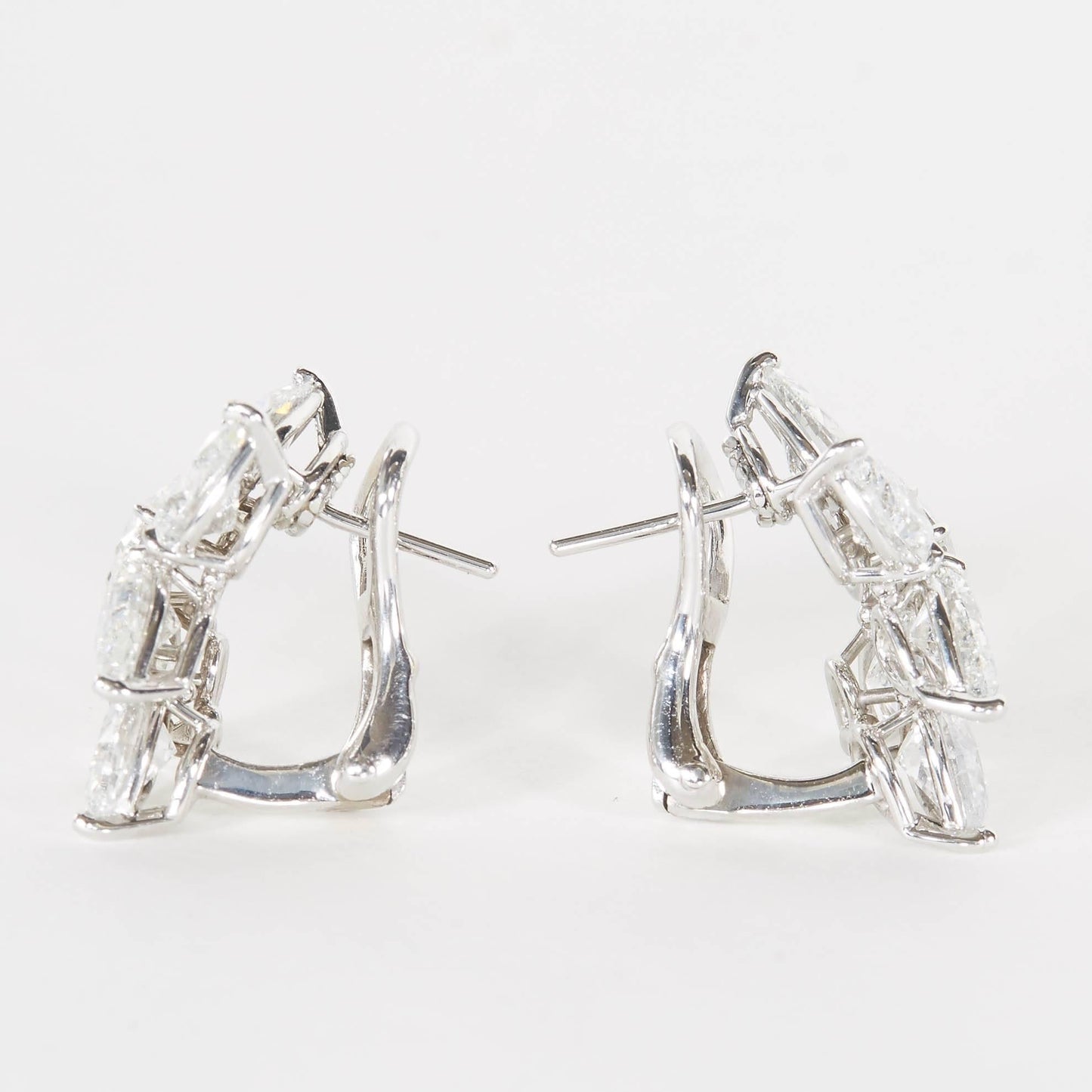 Diamond Scene 6.68 Carat Pear Shape Diamond Platinum Cluster Earrings