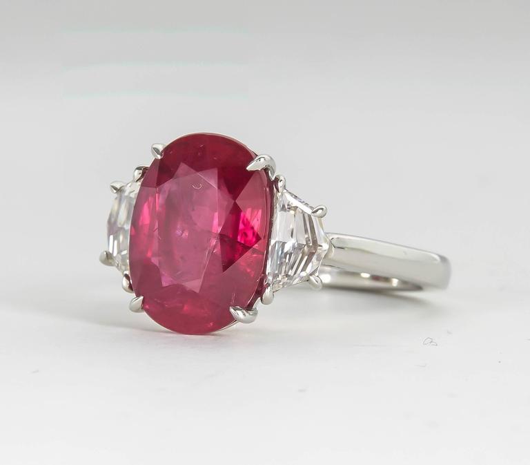 GIA Certified 5.33 Carat Ruby and Diamond Platinum Cocktail Ring