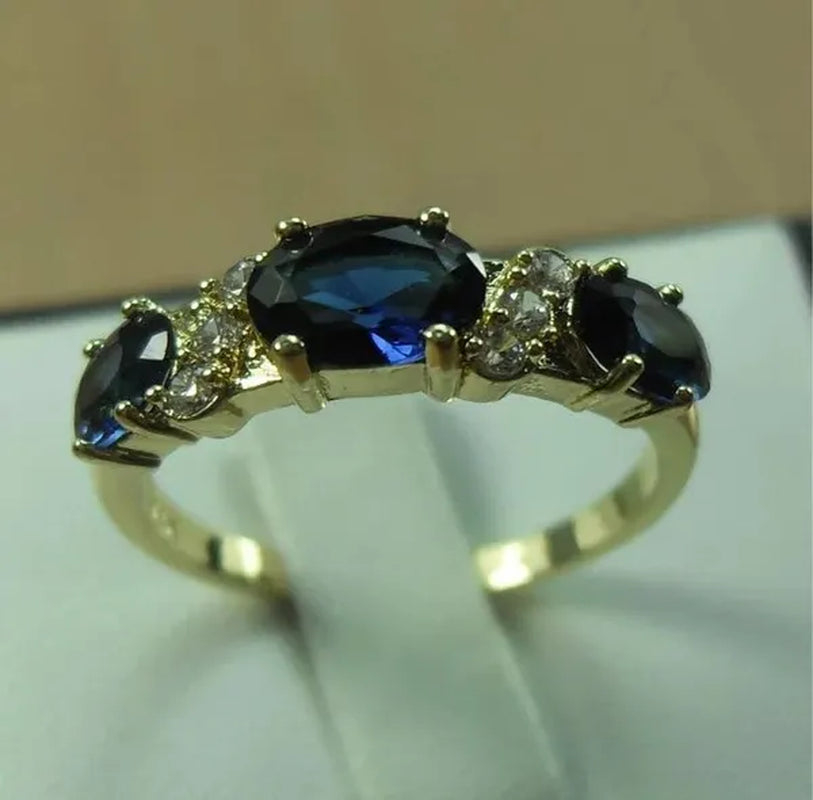 4-Color Natural 2.32CT Sapphire/Ruby/Alexandrite/Emerald Diamond 14K Yellow Gold Wedding Ring Size 6-11