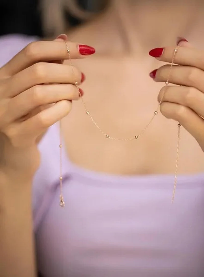Kadın Toplu Zincir Model Rose Kaplama Kolye