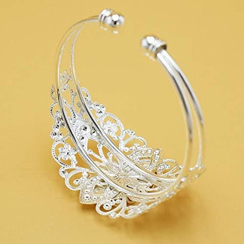 8 Pcs 25X18Mm Oval Cabochon Filigree Bezel Tray Blank Cuff Bangles Bracelet E for Crafting DIY Bracelets Making
