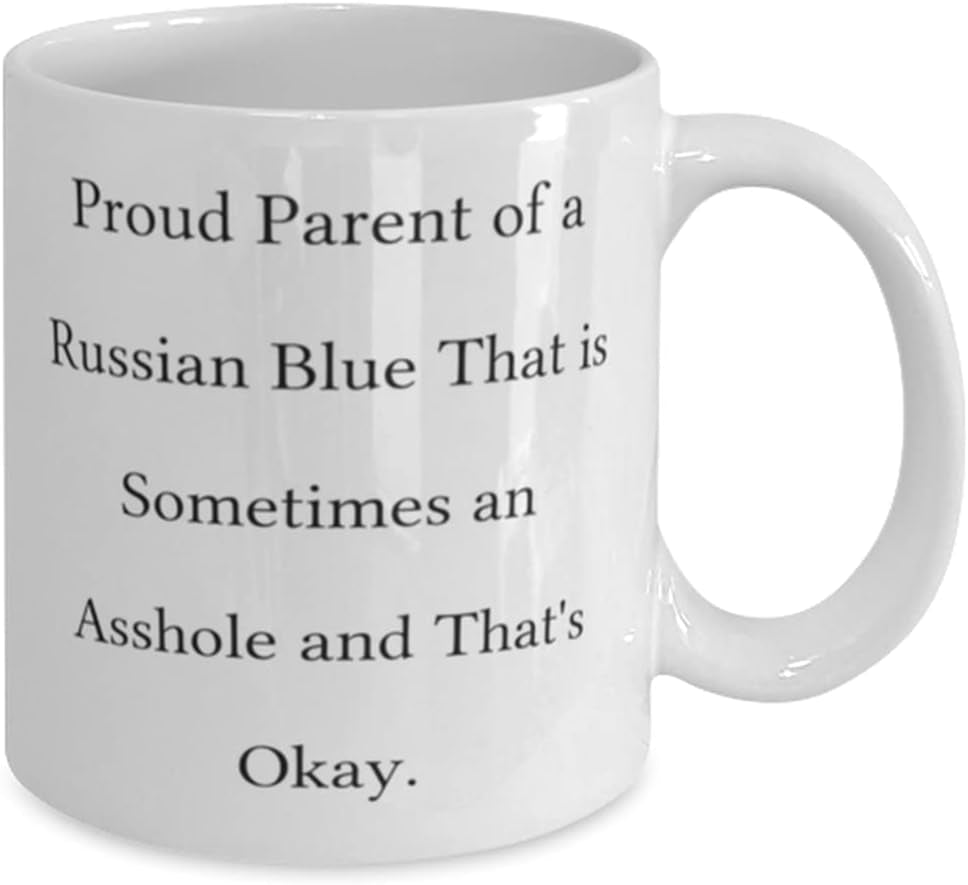 Funny Russian Blue Cat 11Oz 15Oz Mug, Proud Parent of a Russian Blue, for Friends, Present from Friends, Cup for Russian Blue Cat