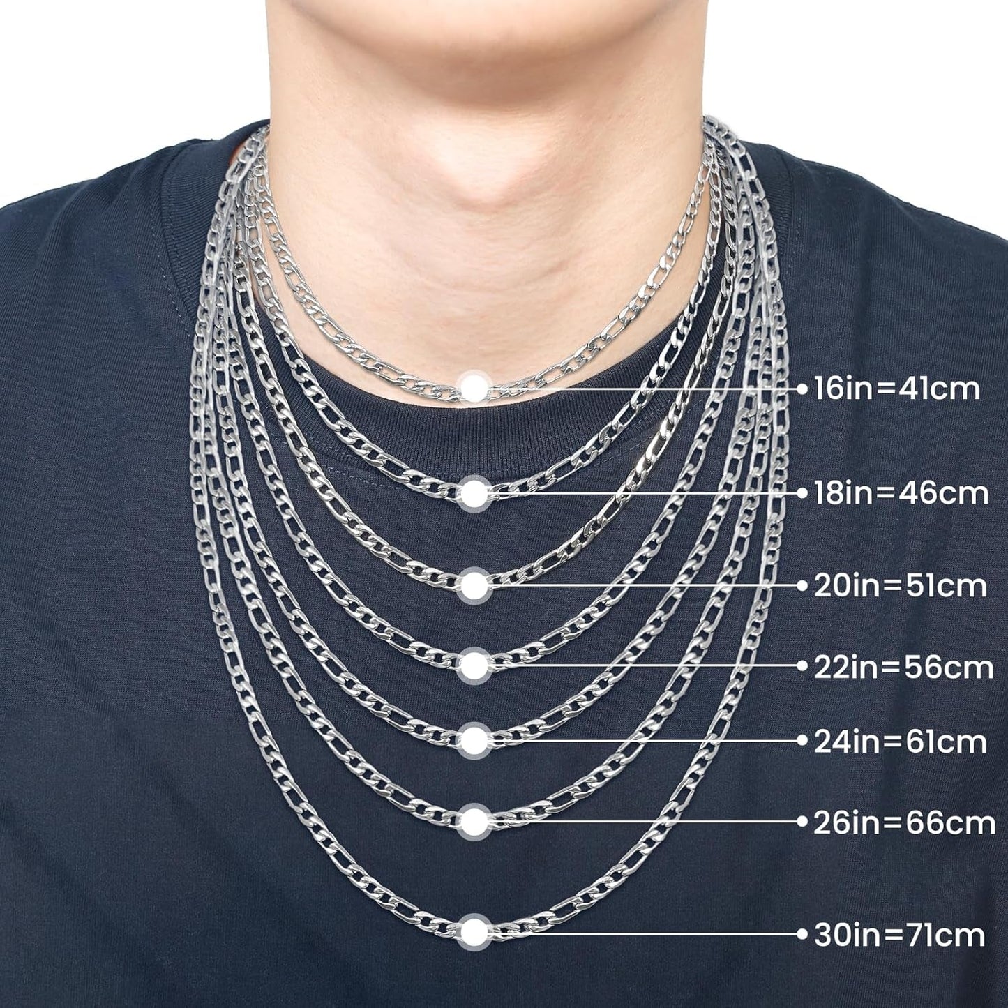 S925 Sterling Silver Beveled Edge Cross Necklace for Men Women with 5Mm Figaro Link Chain, Gold Plated/Sterling Silver Fashionable Men'S Crucifix Pendant Chain Necklaces 16-30 Inches