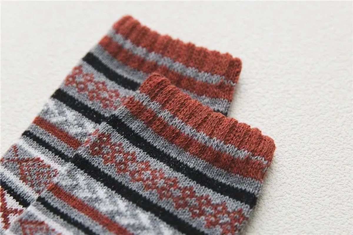 5Pairs Winter Knitting Cashmere Warm Cotton Soft Thicken Women Men Socks Assorted Patterns Wool Sock For Men and Women