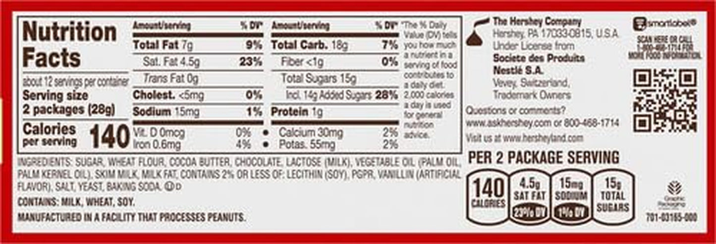 Milk Chocolate Wafer Snack Size, Candy Pantry Pack, 12.25 Oz (25 Pieces)