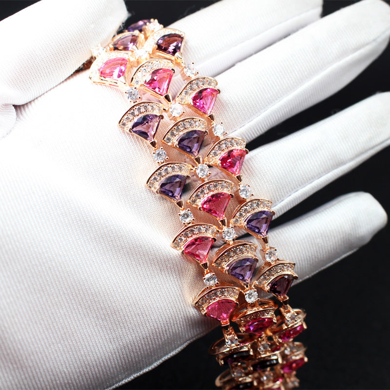 European and American Cross-Border Accessories Color Treasure Fan-Shaped Bracelet