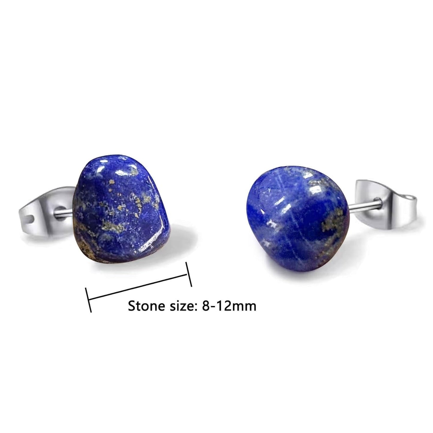 Lapis Lazuli Stud Earrings, Small Earrings for Second Hole, Everyday Earrings for Women, December Birthstone Jewelry for Men