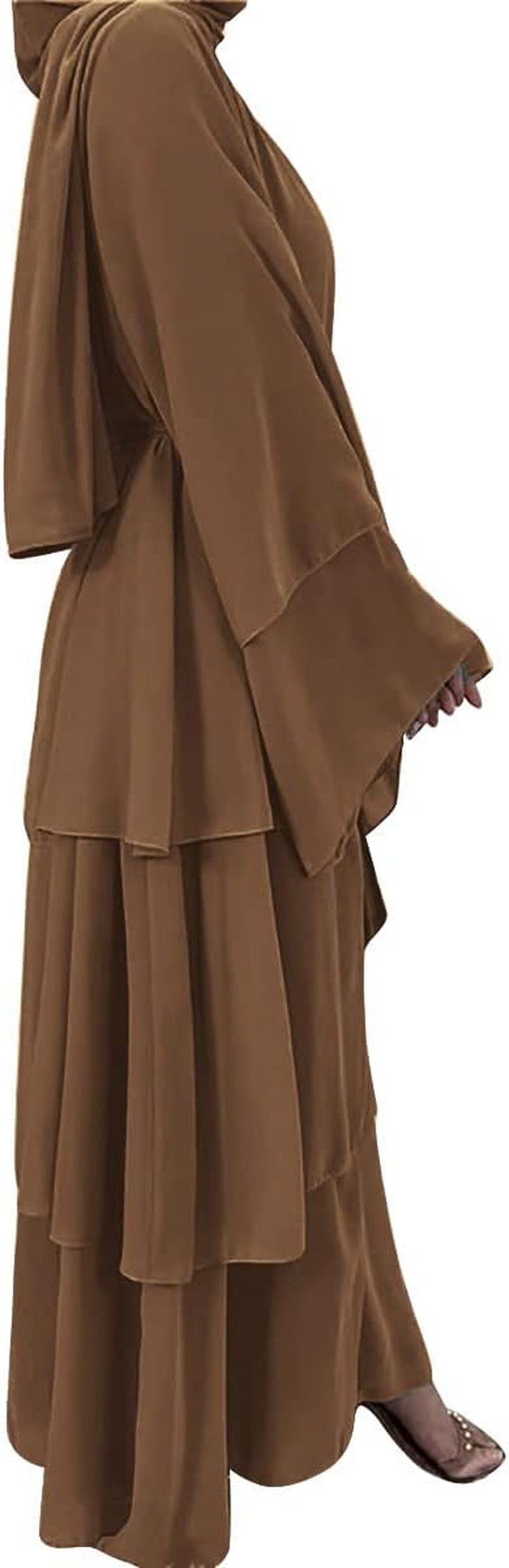 Muslim Abaya Dress for Women - Long Sleeve Islamic Dubai Abaya Cardigan Robe - Middle East Prayer Dress with Hijab